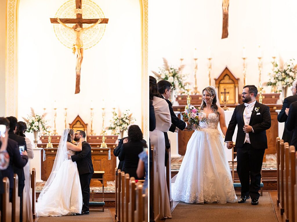 Bride and Groom's first kiss and walking down the isle married!